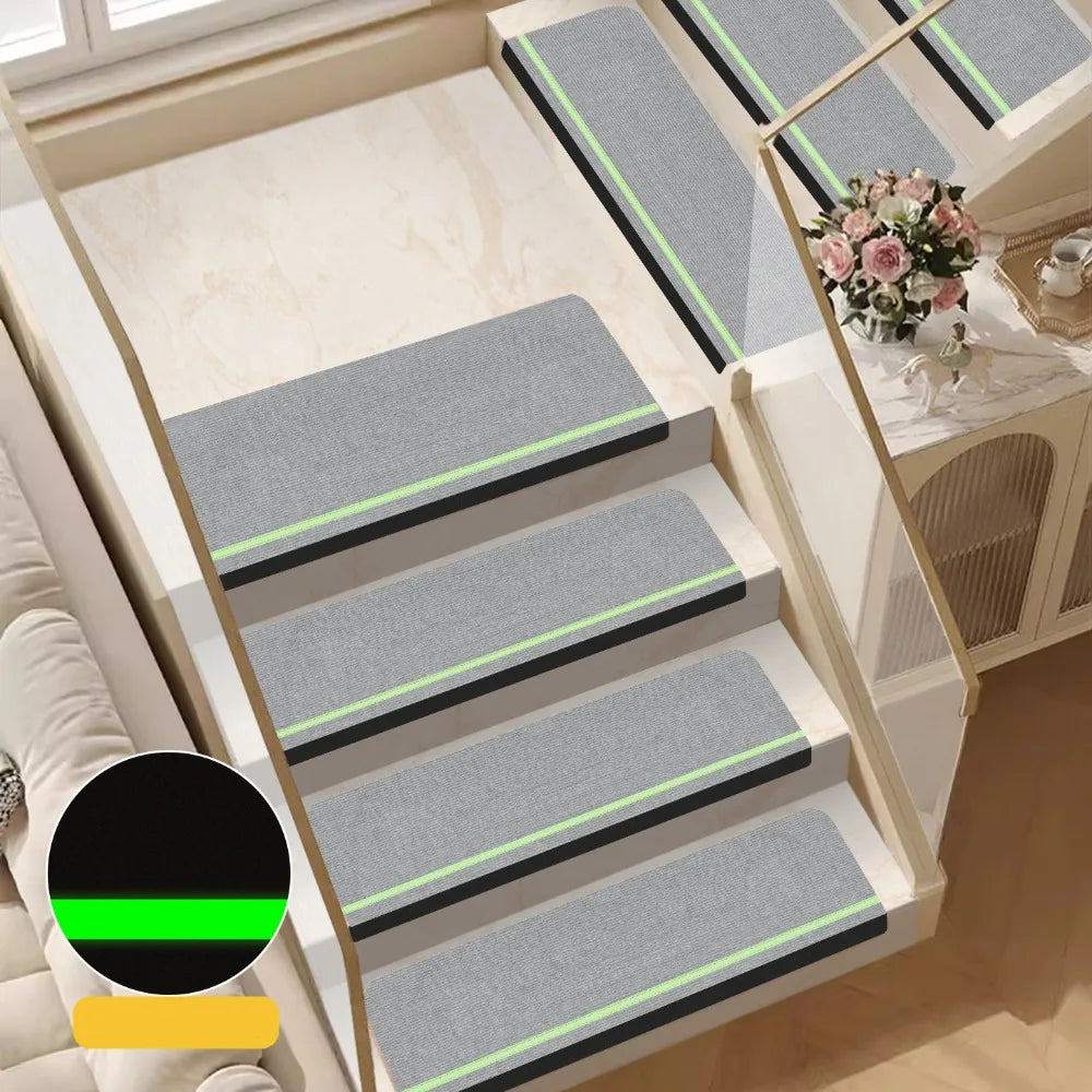 Self-Adhesive Luminous Stair Mat – No-Glue Non-Slip Step Cover Stair Step Mat SWANS light grey-70cm