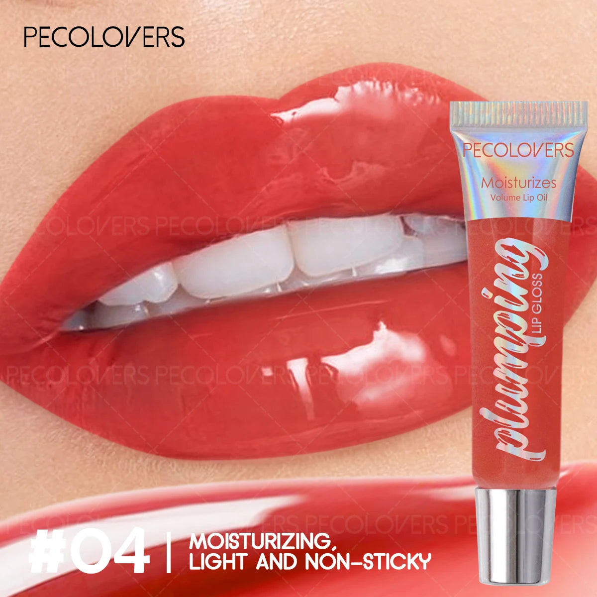 Waterproof Glitter Lip Oil – Clear Nourishing Lip Gloss Glitter Lip Gloss SWANS 04