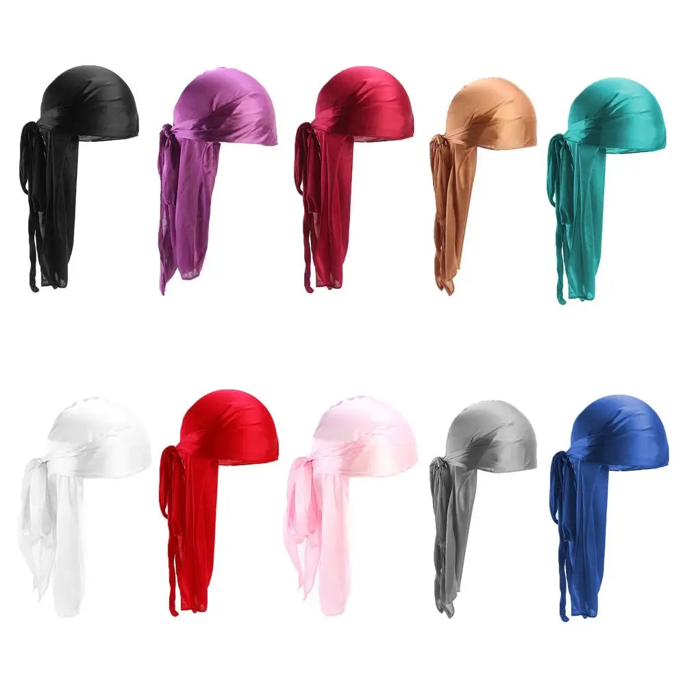 Pre-Tied Silk Durag Bandana Hat – Unisex Adjustable Head Wrap Bandana Head Wrap SWANS