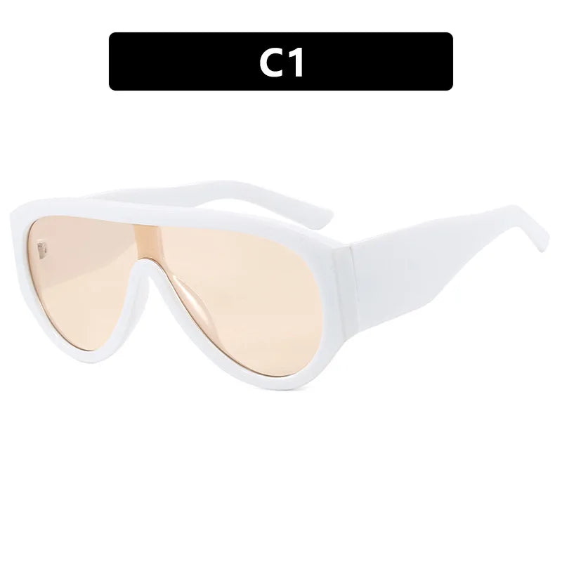 Y2K Oversized Pilot Sunglasses UV400 Big Frame – TOYEARN Fashion Sunglasses SWANS White Champagne