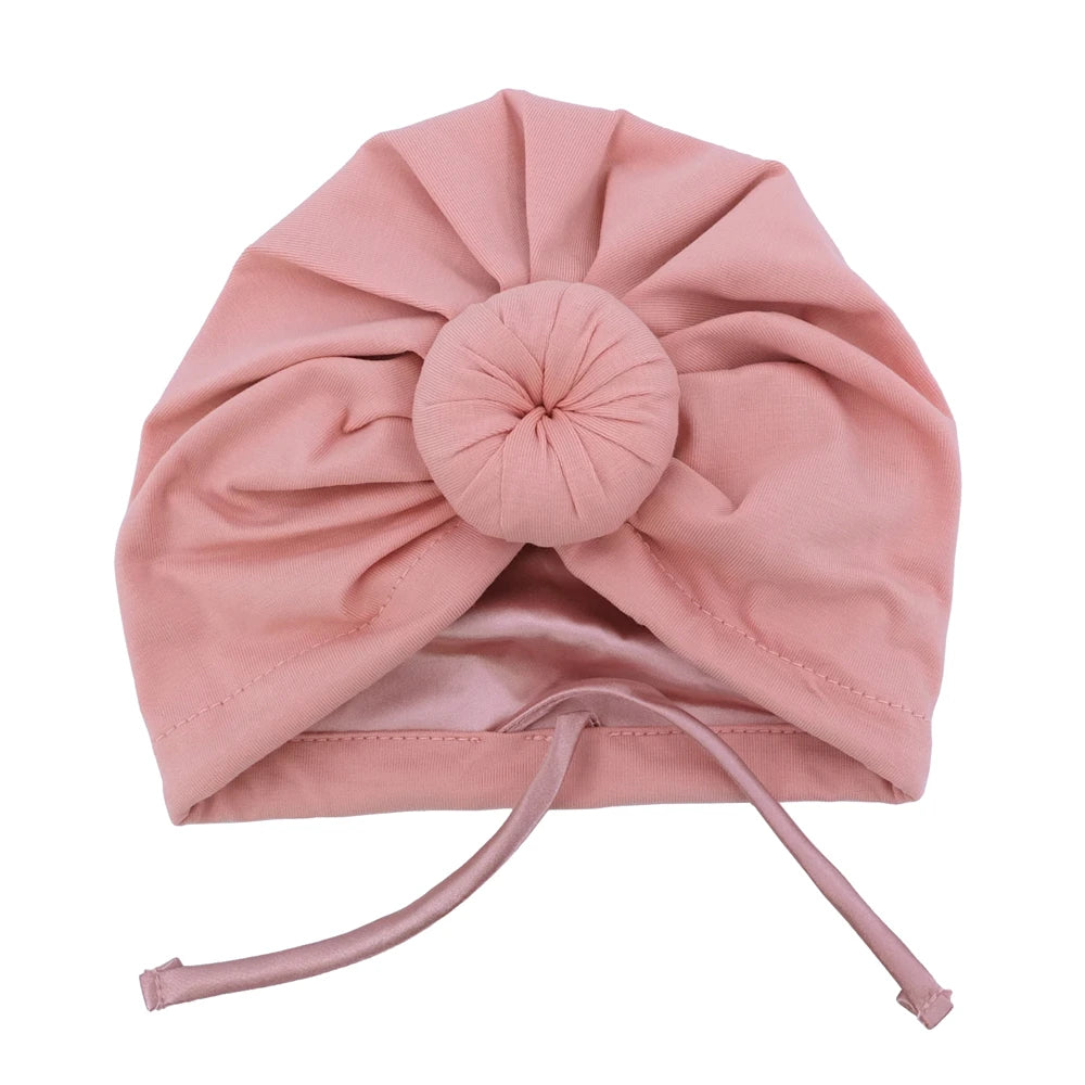 Satin Lined Baby Turban Hat – Infant Toddler Beanie Unisex Baby Turban Hat SWANS Cott Peach M (6-18Month)