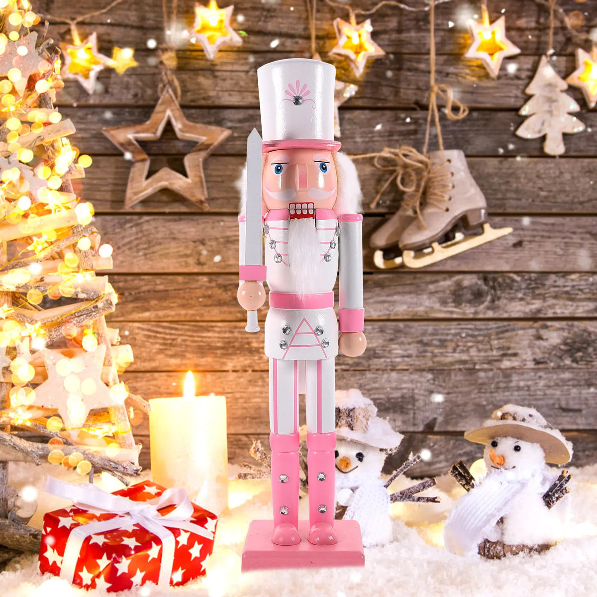 Wooden Nutcracker Soldier Christmas Desktop Ornament | ROSENICE Christmas Nutcracker Figurine SWANS