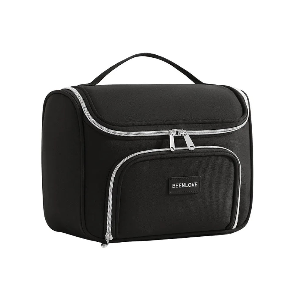 Multi-Compartment Travel Makeup Bag | Zipper Cosmetic Organizer Cosmetic Organizer Bag SWANS Black