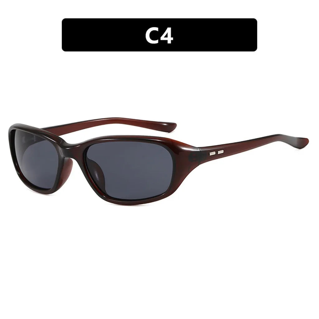 Y2K Retro UV400 Irregular Sunglasses – Women's Full Frame Fashion Sunglasses SWANS Wine Red Grey