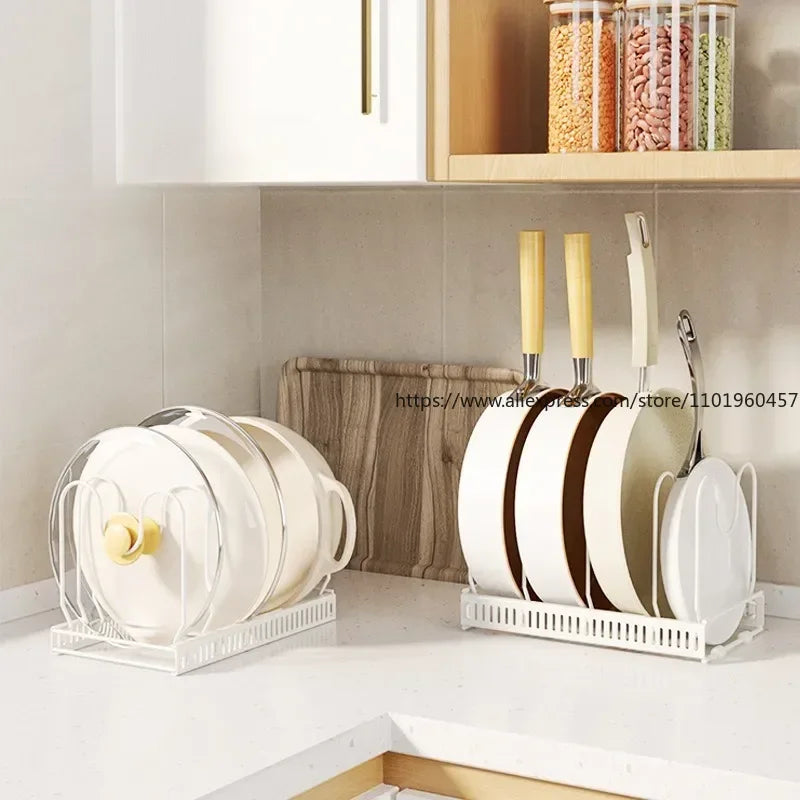 SWANS Adjustable Pan Pot Cookware Storage Rack & Dish Organizer Cookware Storage Rack SWANS