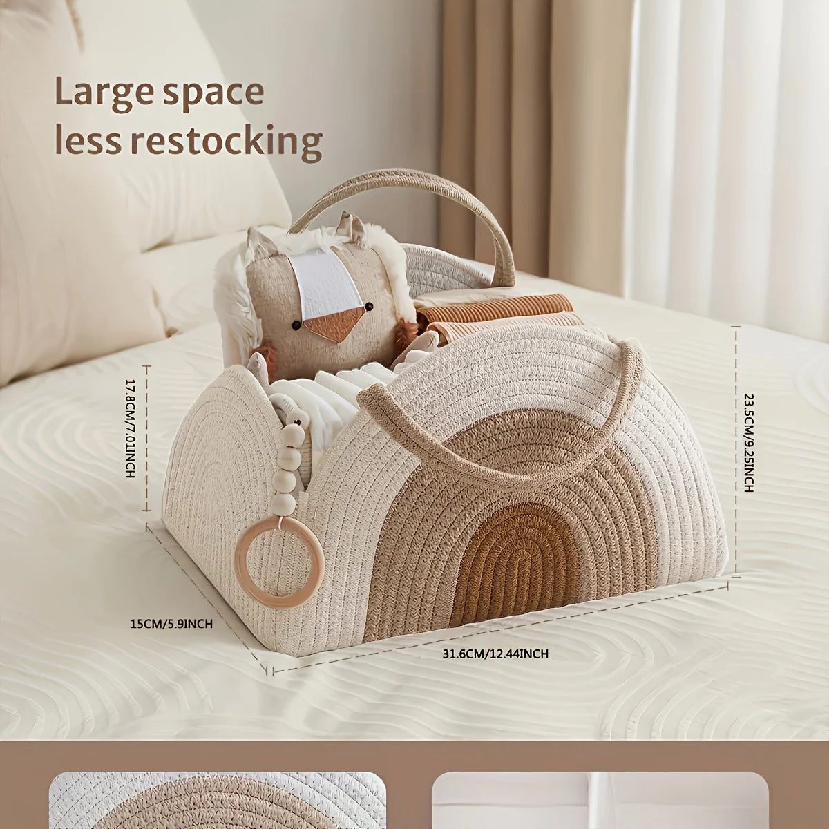 Cotton Rope Diaper Caddy Organizer – Large Baby Nursery Basket Diaper Caddy Organizer SWANS
