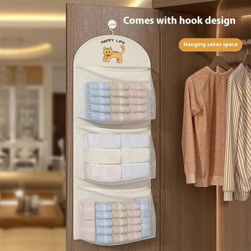 Hanging Mesh Storage Bag 2/3-Layer Wardrobe Organizer Wardrobe Storage Organizer SWANS