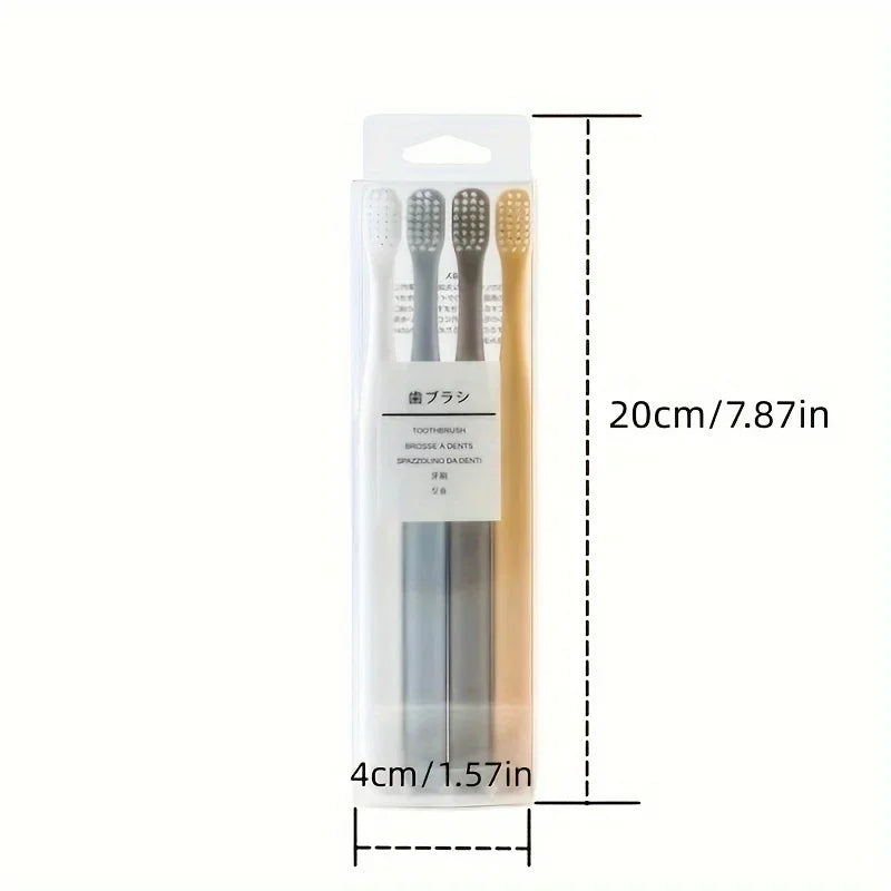 SWANS Macaron Soft Bristle Toothbrush Set – 4-Pack Adult Manual Toothbrush SWANS