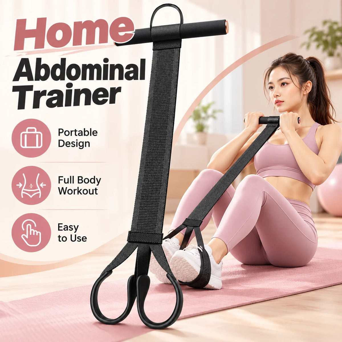 Home Ab Trainer with Foot Loops – Portable Resistance Band Resistance Band Trainer SWANS