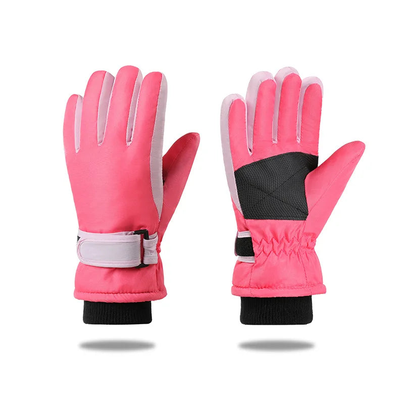 Kids Winter Ski Gloves Waterproof Fleece Lined | Ages 3–15 Kids Winter Gloves SWANS Rose Red 9-15Y