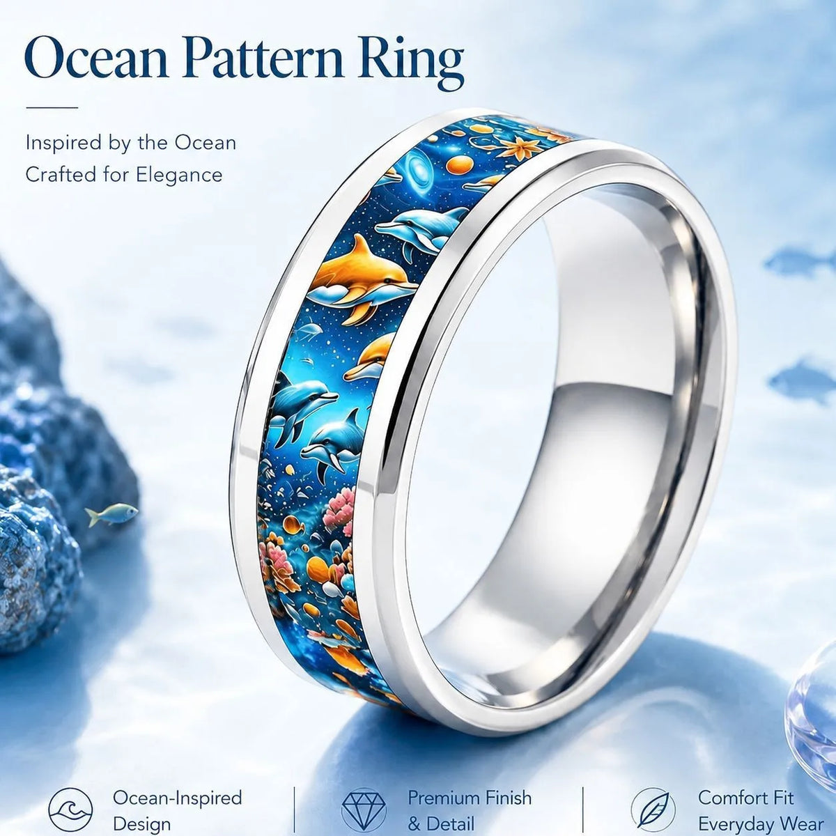 Stainless Steel Double Bevel Wedding Band Ring – Unisex 8mm Stainless Steel Ring SWANS 2 Steel color 7