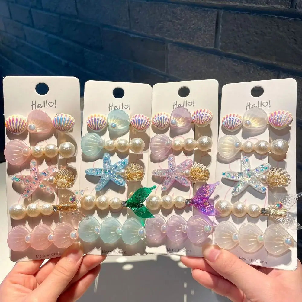 5-Pack Ocean Shell & Starfish Hair Clips – Girls Barrettes Girls Hair Clips SWANS