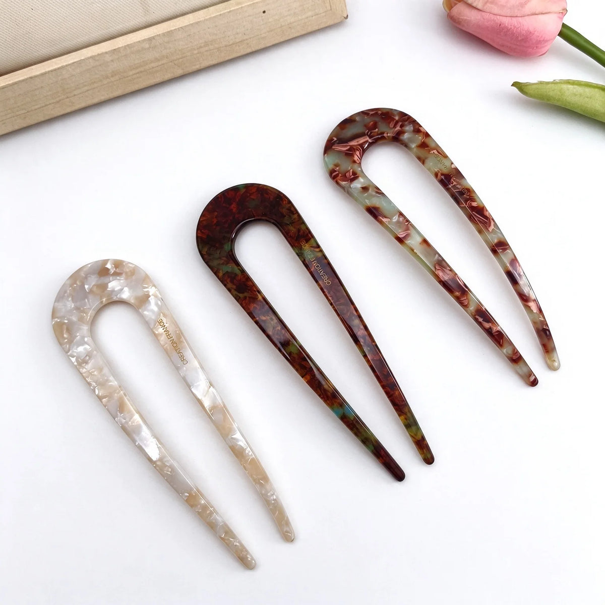 SWANS French U-Shaped Hair Fork – Retro Bun Pin for Thick Hair Hair Fork Pin SWANS