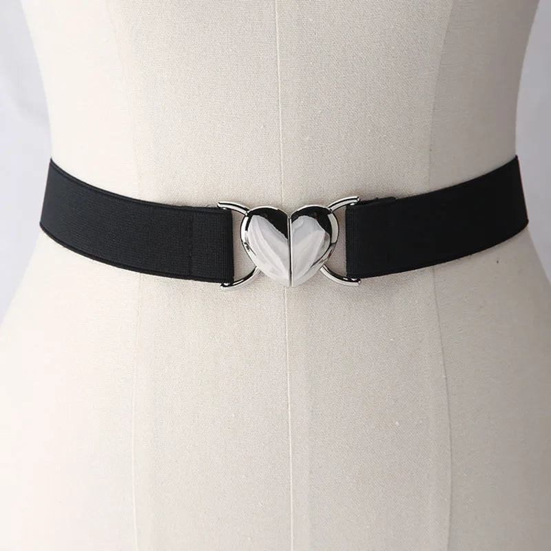 Women's Wide Elastic Belt – Gold Buckle | FAITOLAGI Women's Waist Belt SWANS B 68cm black 50-68cm