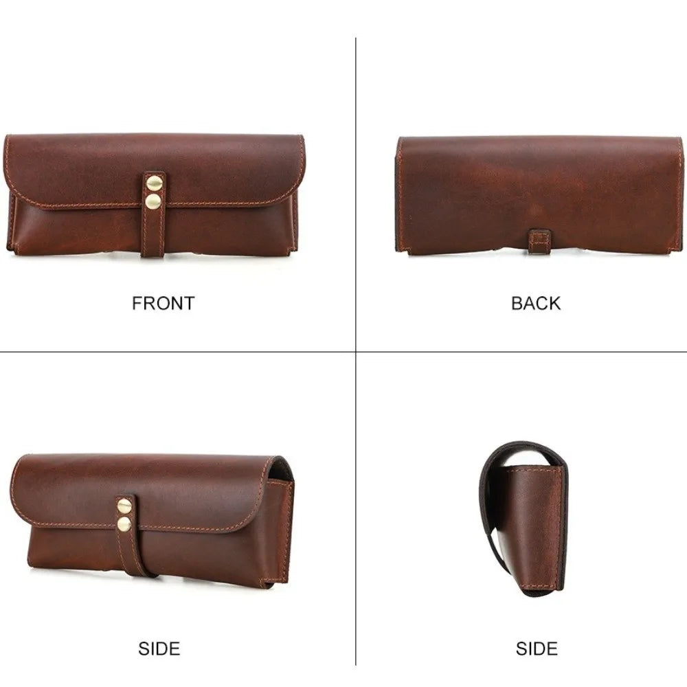 Genuine Leather Glasses Case – Retro Travel Sunglasses Pouch Leather Glasses Case SWANS