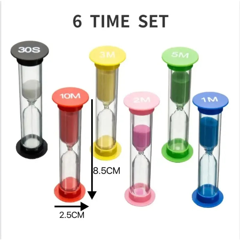 6-Pack Colorful Sand Hourglass Timer Set – 30s to 10 Min Sand Hourglass Timer SWANS