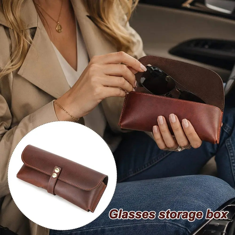 Genuine Leather Glasses Case – Retro Travel Sunglasses Pouch Leather Glasses Case SWANS
