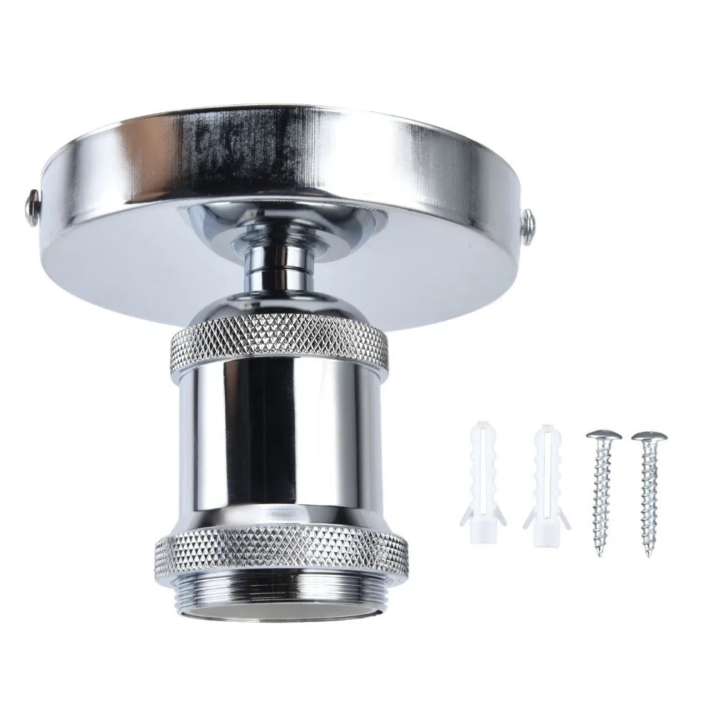 Vintage E26/E27 Ceiling Lamp Holder – Aluminum 100-240V Ceiling Lamp Holder SWANS Silver