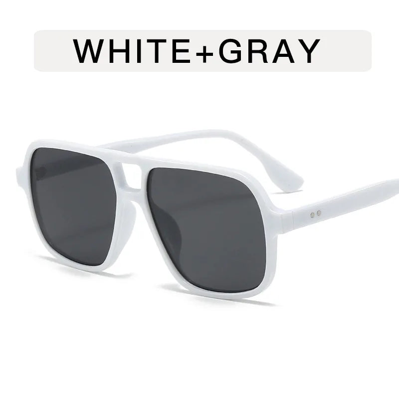 Y2K Oversized Double Bridge Square Sunglasses UV400 Fashion Sunglasses SWANS White Black