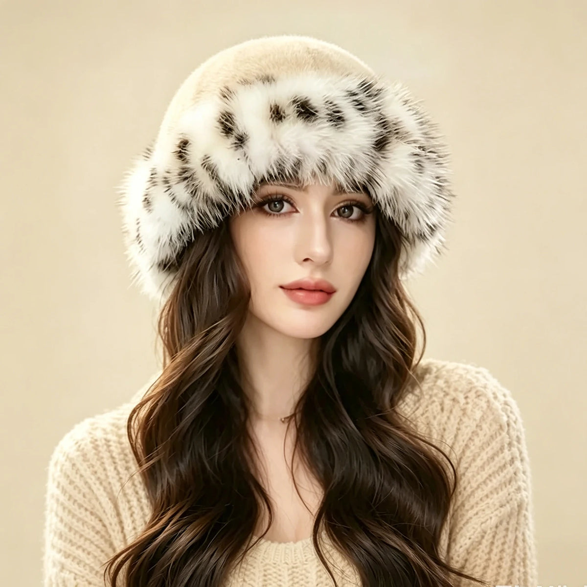 Women's Winter Plush Bucket Hat – Warm Fluffy Knit Beanie Winter Knit Hat SWANS