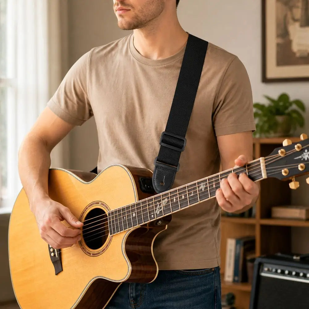 Adjustable Wide Guitar Strap – Woven Fabric, Acoustic & Electric Guitar Strap SWANS