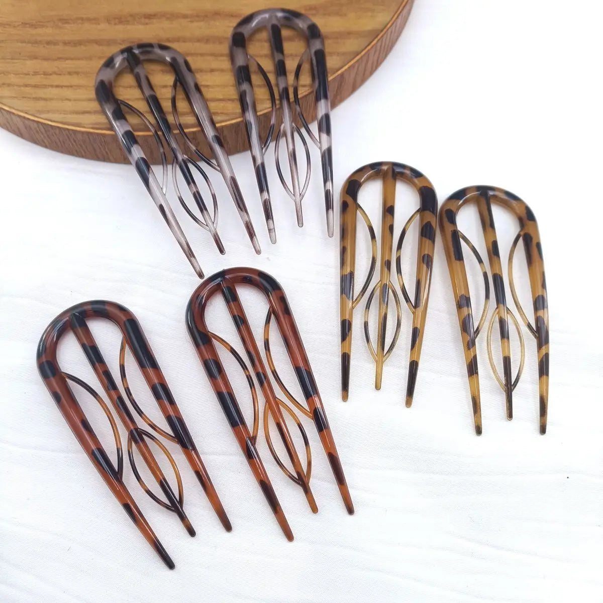 Vintage Branch Hair Forks 3-Teeth Plastic Pins for Women Hair Fork Pins SWANS 6 Pcs H