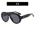 TOYEARN Y2K Pilot Sunglasses UV400 Big Frame Unisex Fashion Sunglasses SWANS Black Black