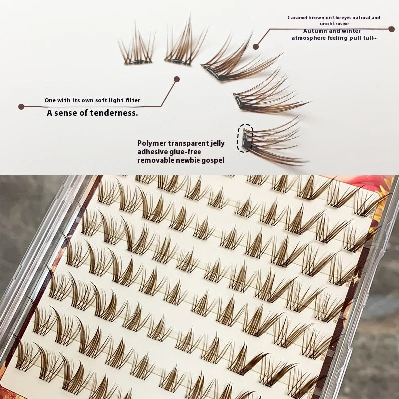 Glue-Free Brown False Eyelashes – Fluffy Fox Eye Reusable Lashes False Eyelashes SWANS
