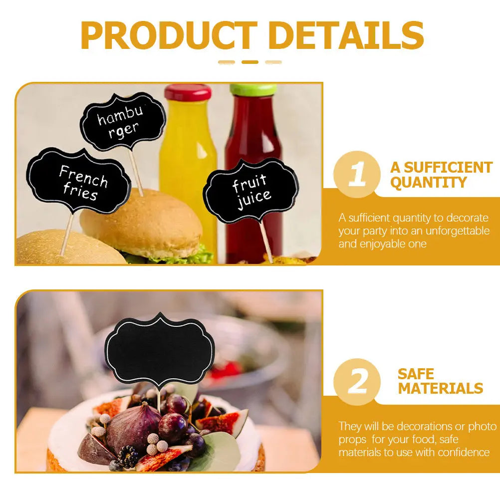 48-Pack Chalkboard Cheese Markers – Food Labels & Cupcake Picks Food Label Markers SWANS