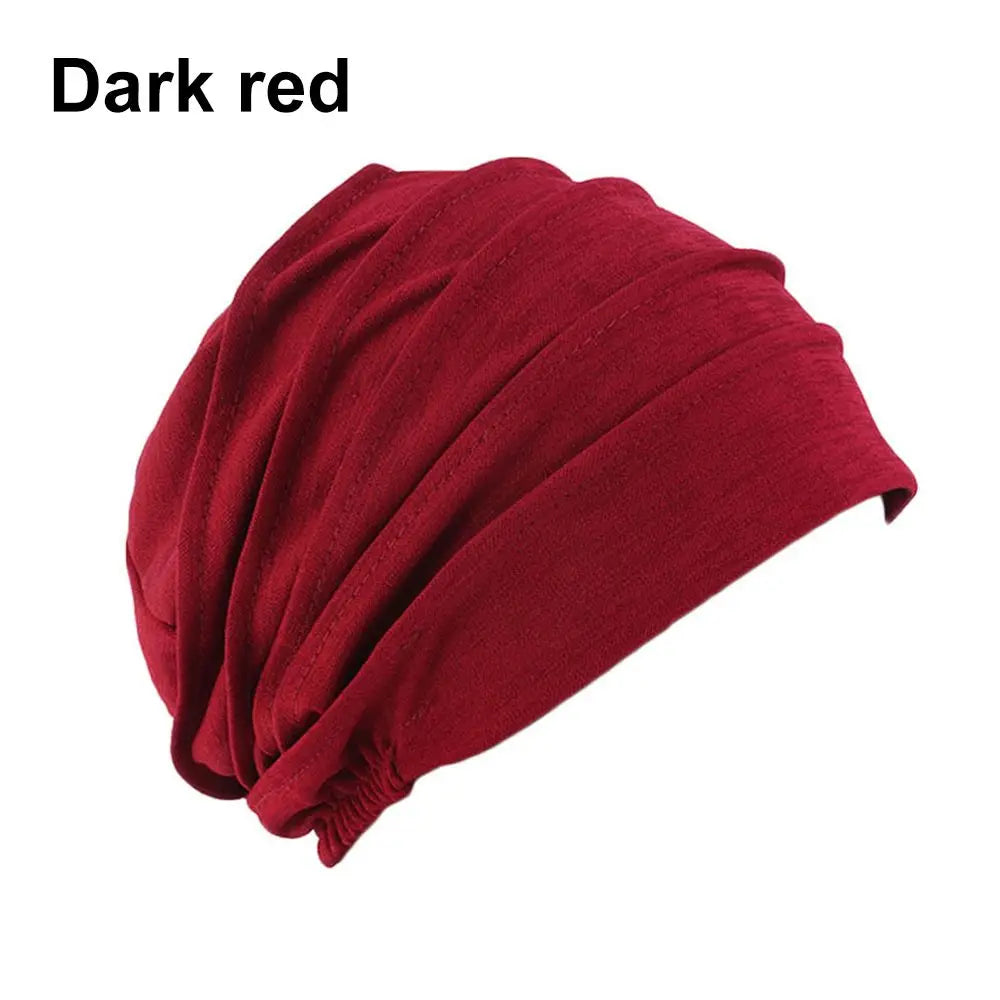Soft Turban Sleep Cap Winter Beanie Head Wrap for Women Turban Sleep Cap SWANS dark red