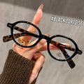 KLASSNUM Blue Light Blocking Reading Glasses | Retro Round Frame Reading Glasses SWANS Black 400 0