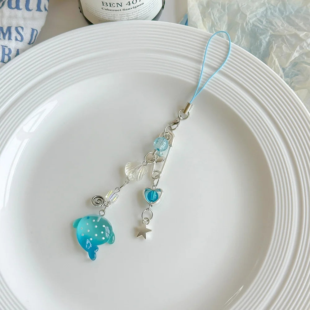 Y2K Shark Beaded Keychain – Ocean Phone Chain & Bag Charm Novelty Keychain SWANS Style 1