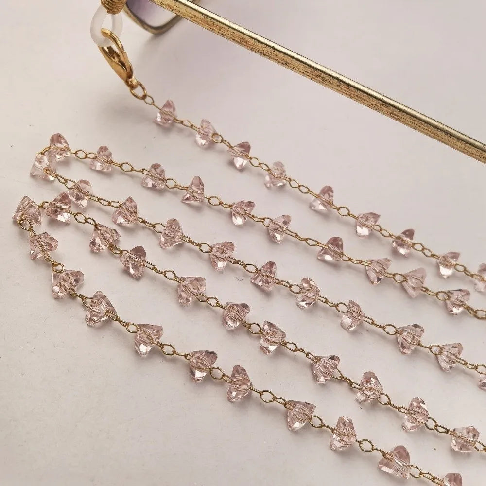 Triangle Crystal Eyeglasses Chain Necklace – Anti-Drop Unisex Eyeglasses Chain SWANS Pink