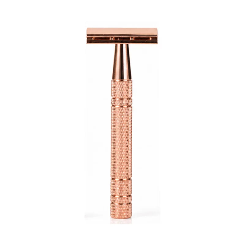 SWANS Rose Gold Double Edge Safety Razor – Knurled Handle Safety Razor SWANS B
