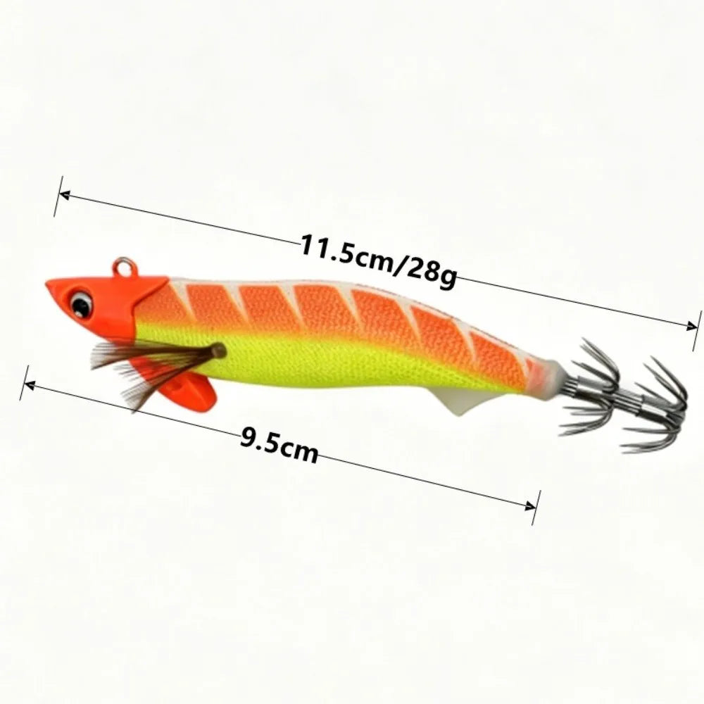 Wood Shrimp Squid Jig Hook 11.5cm – Glow Fishing Lure Squid Fishing Jig SWANS