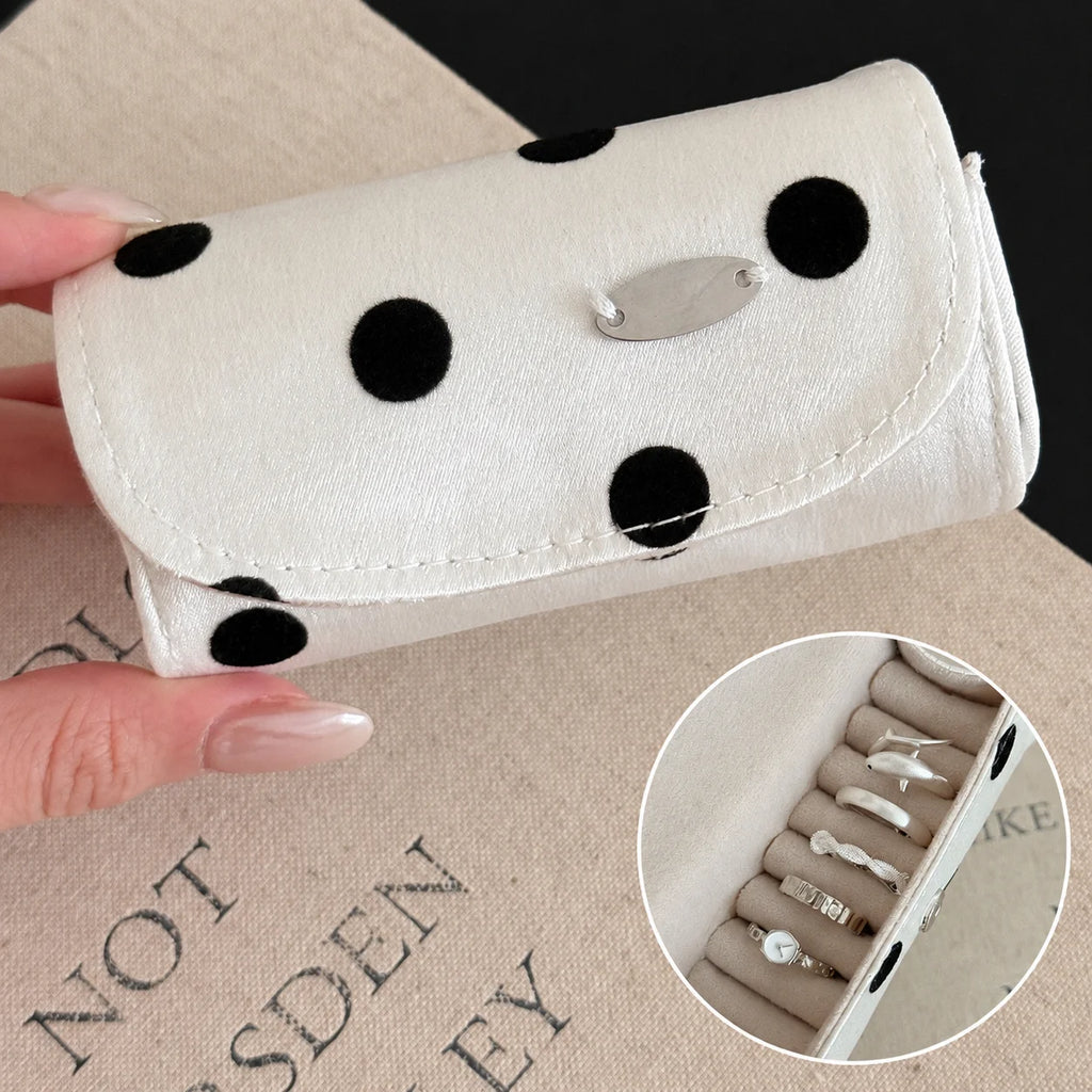Satin Ring Storage Pouch – Compact Travel Jewelry Case Jewelry Storage Pouch SWANS Ivory Black