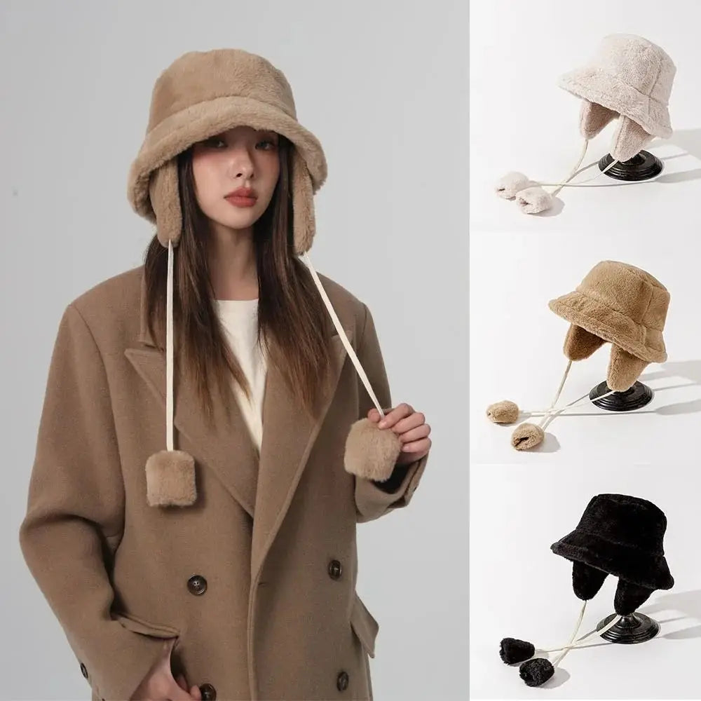 Women's Winter Ear Flap Hat – Warm Knit Cap with Lace Detail Winter Ear Flap Hat SWANS