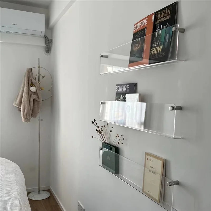 Acrylic Wall-Mounted Magazine & Book Storage Rack – Transparent Wall Storage Rack SWANS