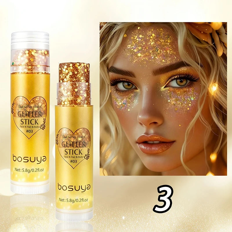 Sequins Glitter Gel Stick – Eye, Face & Body Sparkle Makeup Glitter Makeup Stick SWANS 03