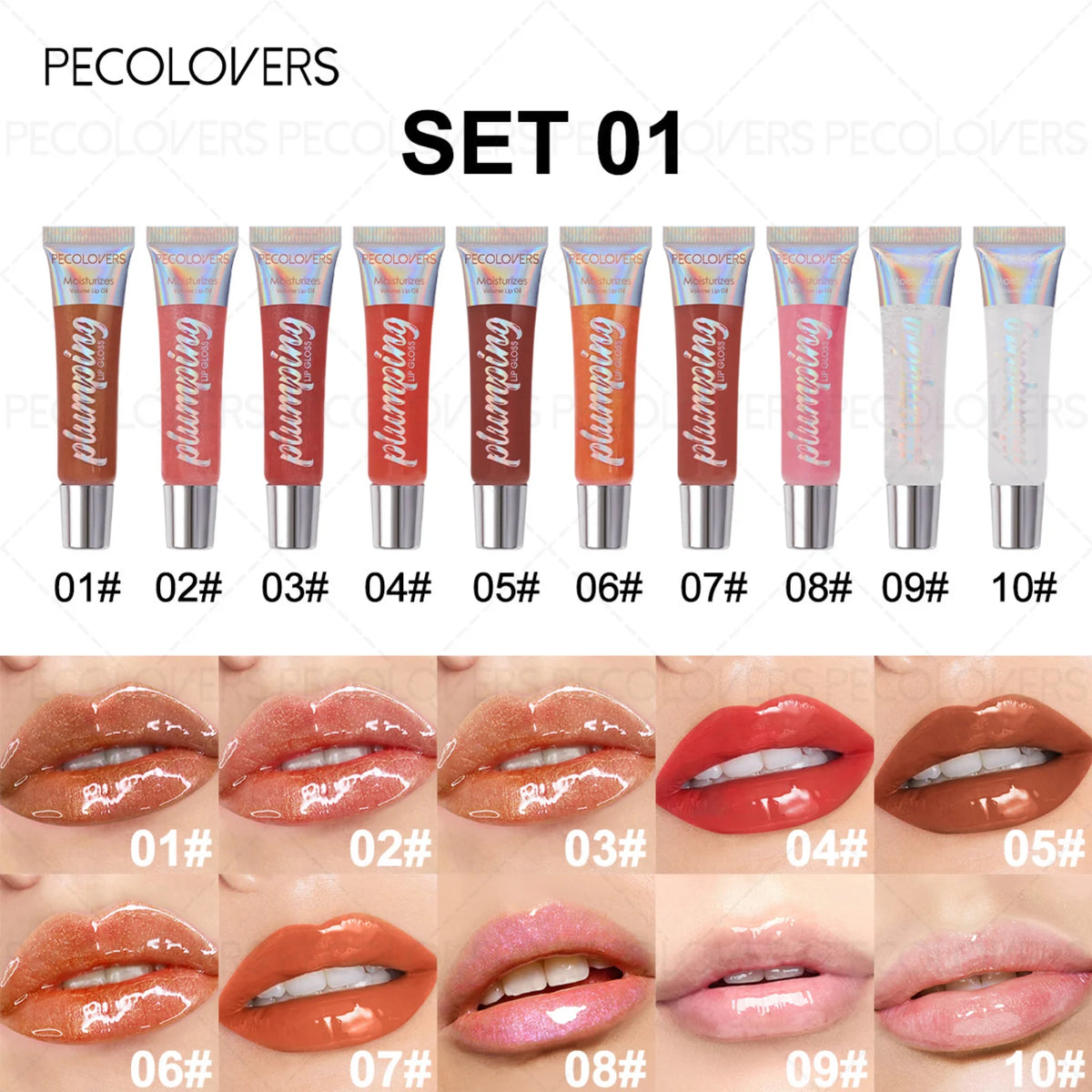 10-Pack Moisturizing Plumping Lip Gloss Set – Long-Lasting Lip Gloss Set SWANS SET 01