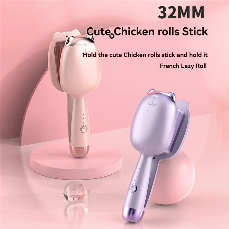 Cat Claw Hair Curler 32mm S-Wave Iron – Heats in 30 Seconds Hair Curling Iron SWANS Purple NONE