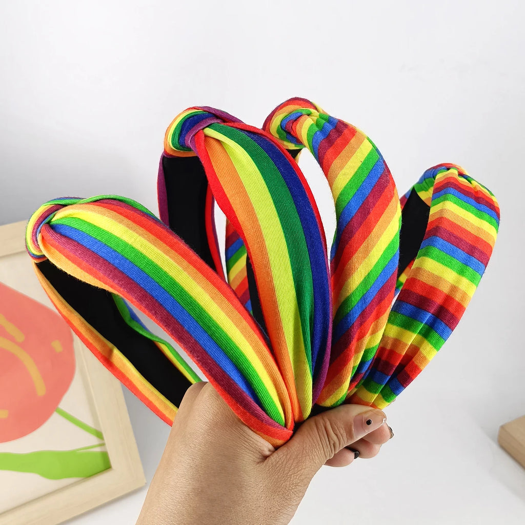 2-Pack Wide Rainbow Moon Knotted Headbands for Women Knotted Headband Set SWANS