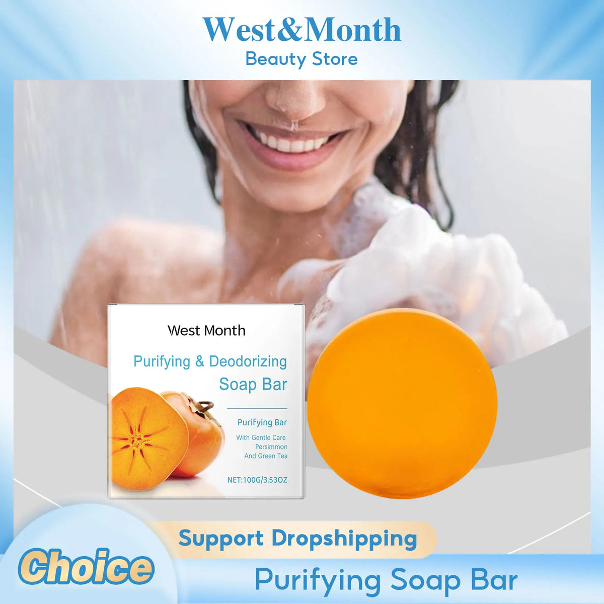 WEST MONTH Persimmon Soap Bar – Cleansing & Deodorizing Handmade Bar Soap SWANS