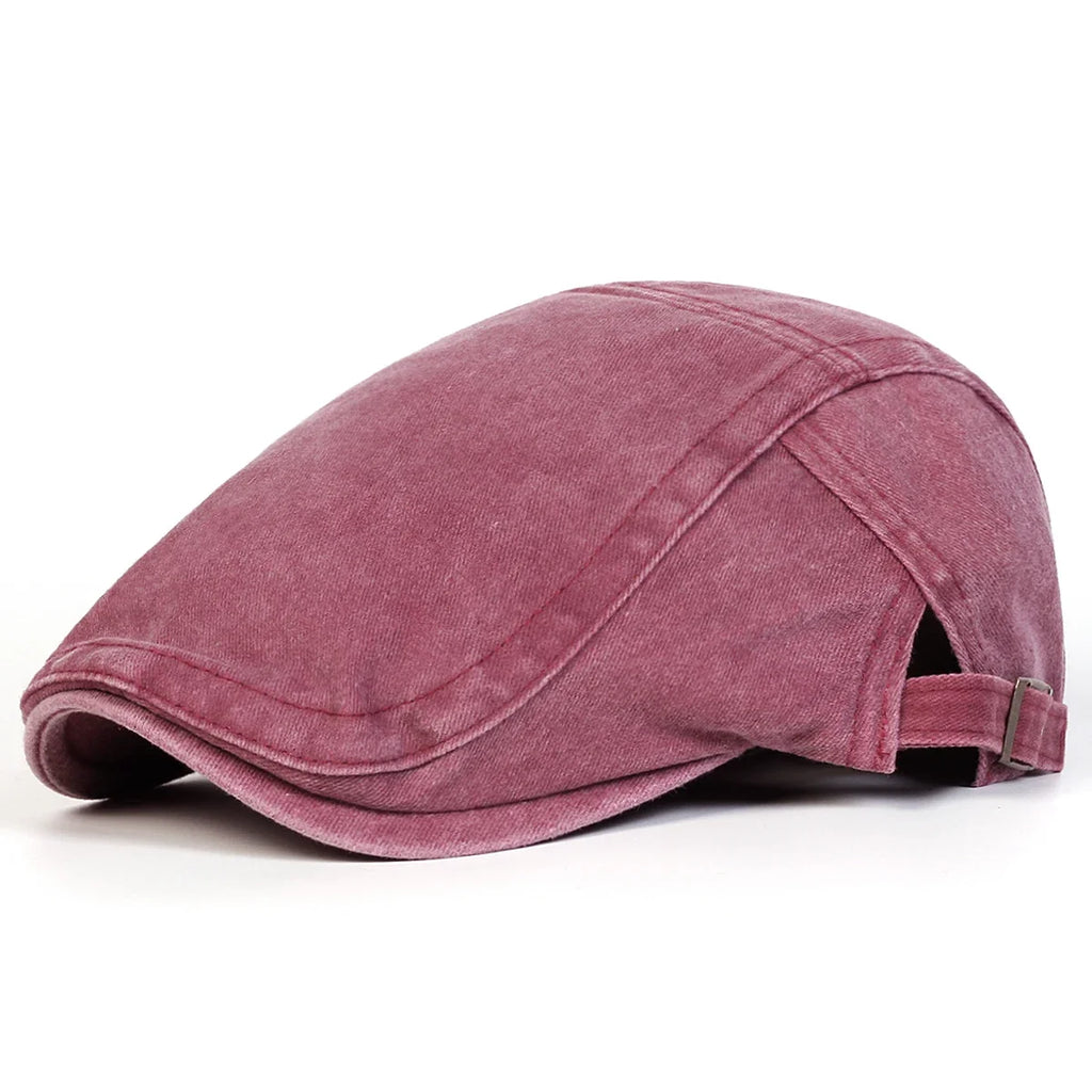 Men's Adjustable Newsboy Flat Cap – British Beret Hat Newsboy Flat Cap SWANS Wine red