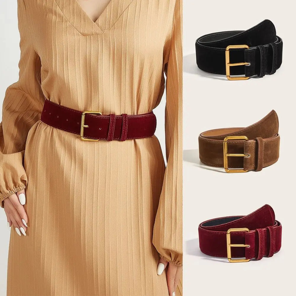 Women's Retro Wide PU Belt – Pin Buckle Waistband | 4.8cm Women's Wide Belt SWANS
