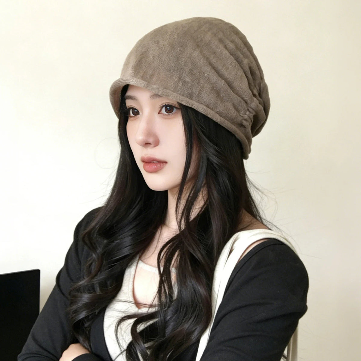 Women's Slouchy Knit Beanie – Baggy Solid Color Winter Hat Knit Beanie Hat SWANS