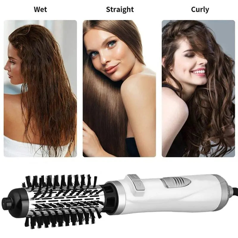 2-in-1 Rotating Hot Air Brush & Straightener Volumizer – EU Hot Air Styling Brush SWANS