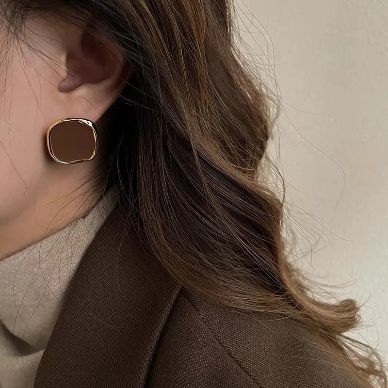 Irregular Square Geometric Stud Earrings – Trendy Metal Stud Earrings SWANS