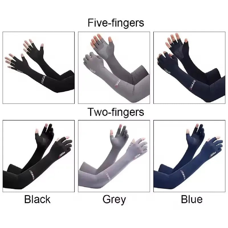 UPF 50+ Ice Silk Arm Sleeves – 5-Finger UV Cover for Outdoors UV Arm Sleeves SWANS