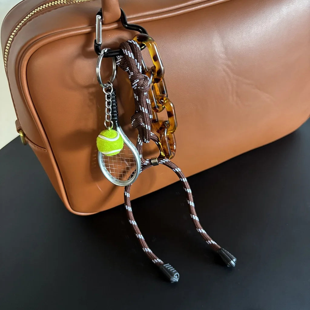 Tennis Racket Keychain – Minimalist Acrylic Bag Charm & Organizer Acrylic Keychain SWANS